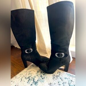 Jessica Cline knee high black dress boots.  Size 9